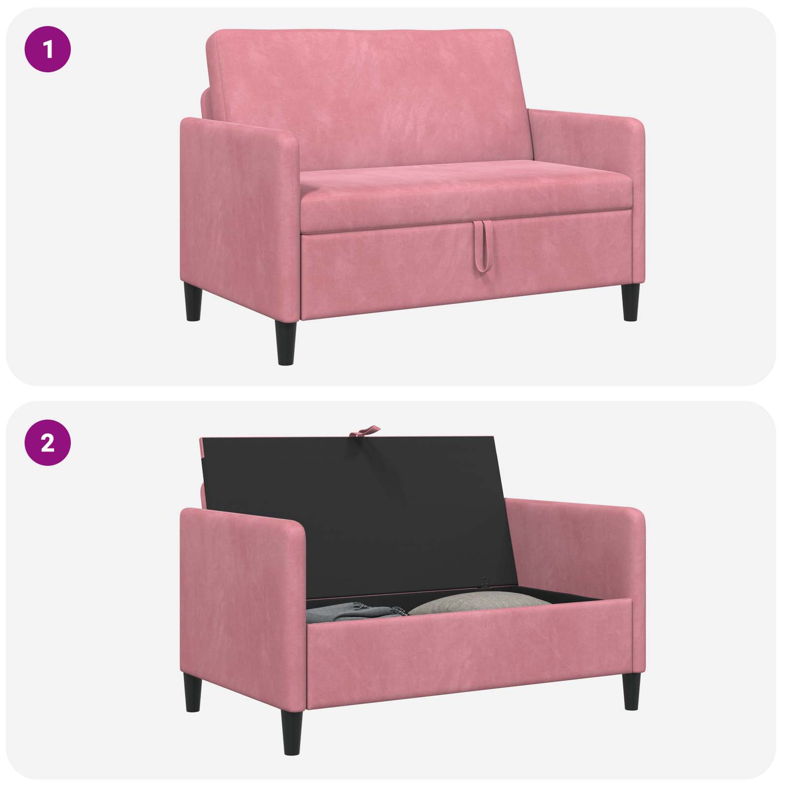 vidaXL Sofa z miejscem do przechowywania różowy 122 x 78 x 87 cm