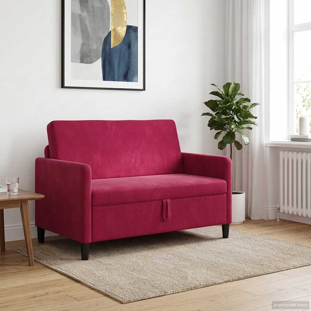 vidaXL Sofa z miejscem do przechowywania Czerwone wino Poliester