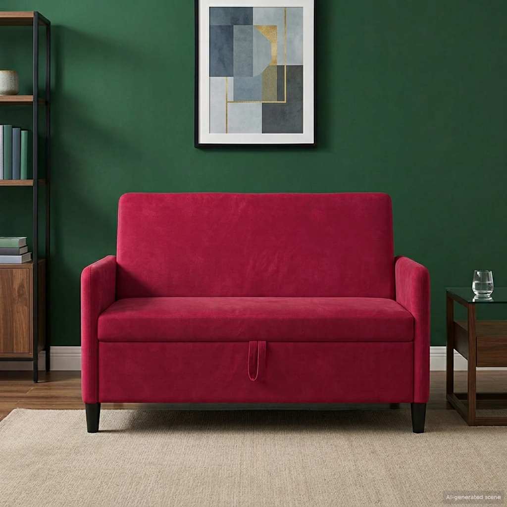 vidaXL Sofa z miejscem do przechowywania Czerwone wino Poliester
