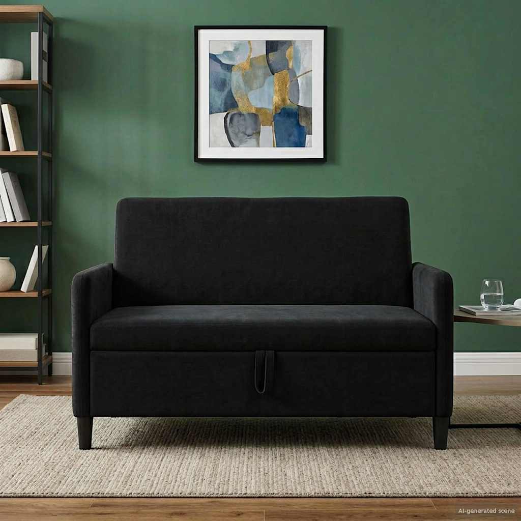 vidaXL Sofa z miejscem do przechowywania Czarny 122 x 78 x 87 cm
