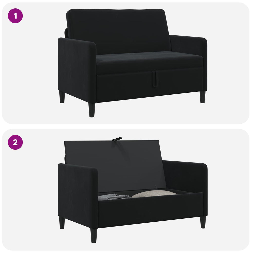vidaXL Sofa z miejscem do przechowywania Czarny 122 x 78 x 87 cm