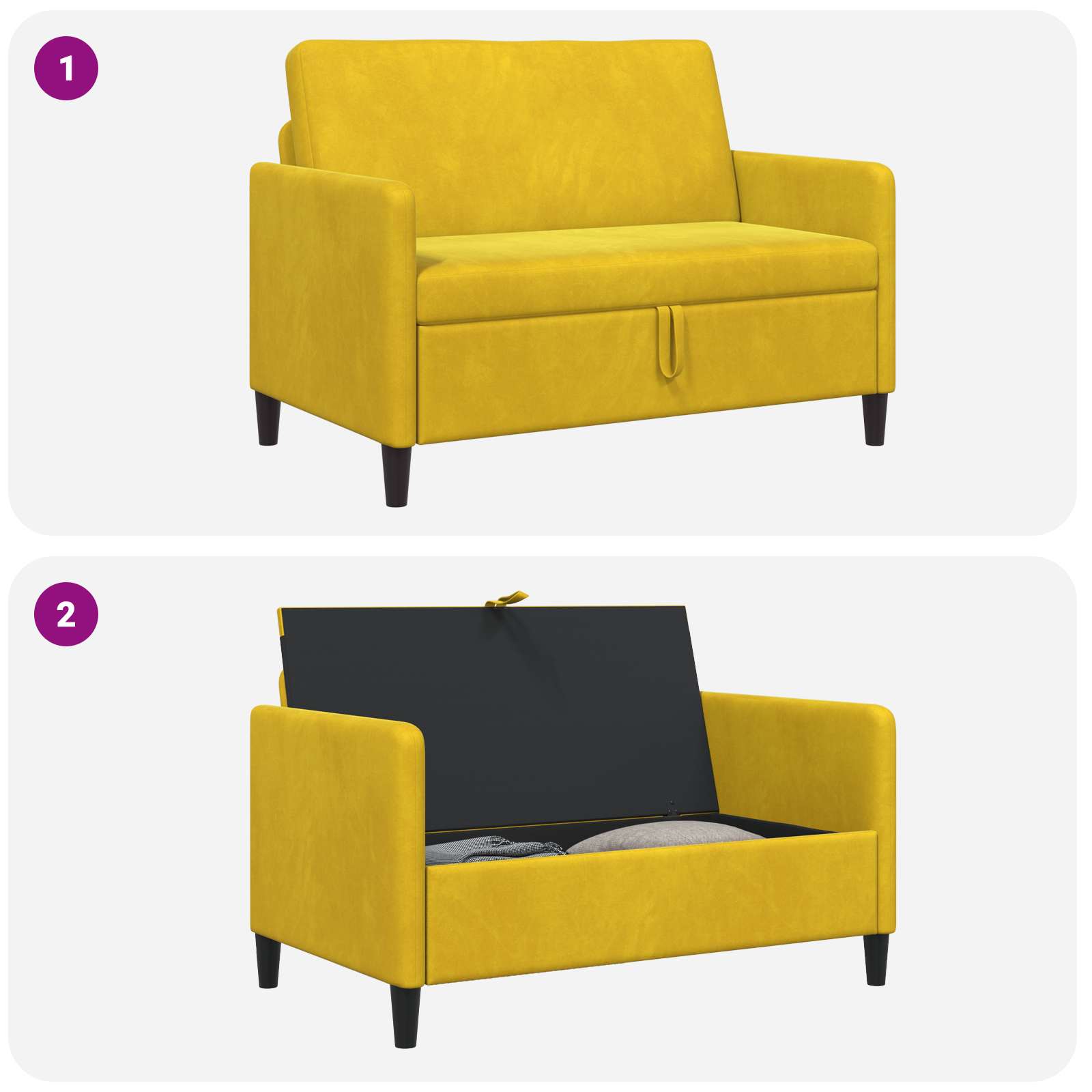vidaXL Sofa z miejscem do przechowywania żółty 122 x 78 x 87 cm