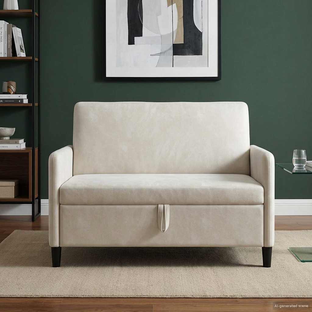 vidaXL Sofa z miejscem do przechowywania kremowy 122 x 78 x 87 cm