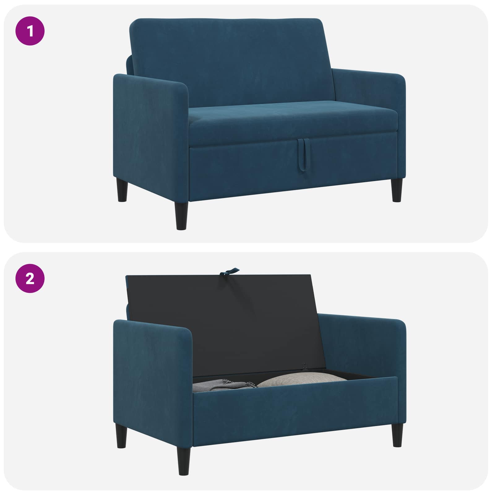 vidaXL Sofa z miejscem do przechowywania niebieski 122 x 78 x 87 cm