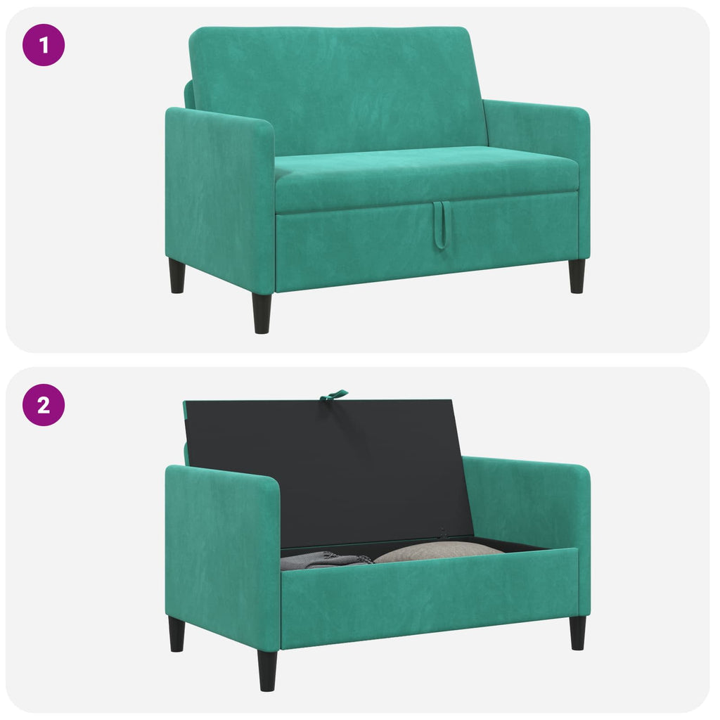 vidaXL Sofa z miejscem do przechowywania Turkusowy 122 x 78 x 87 cm