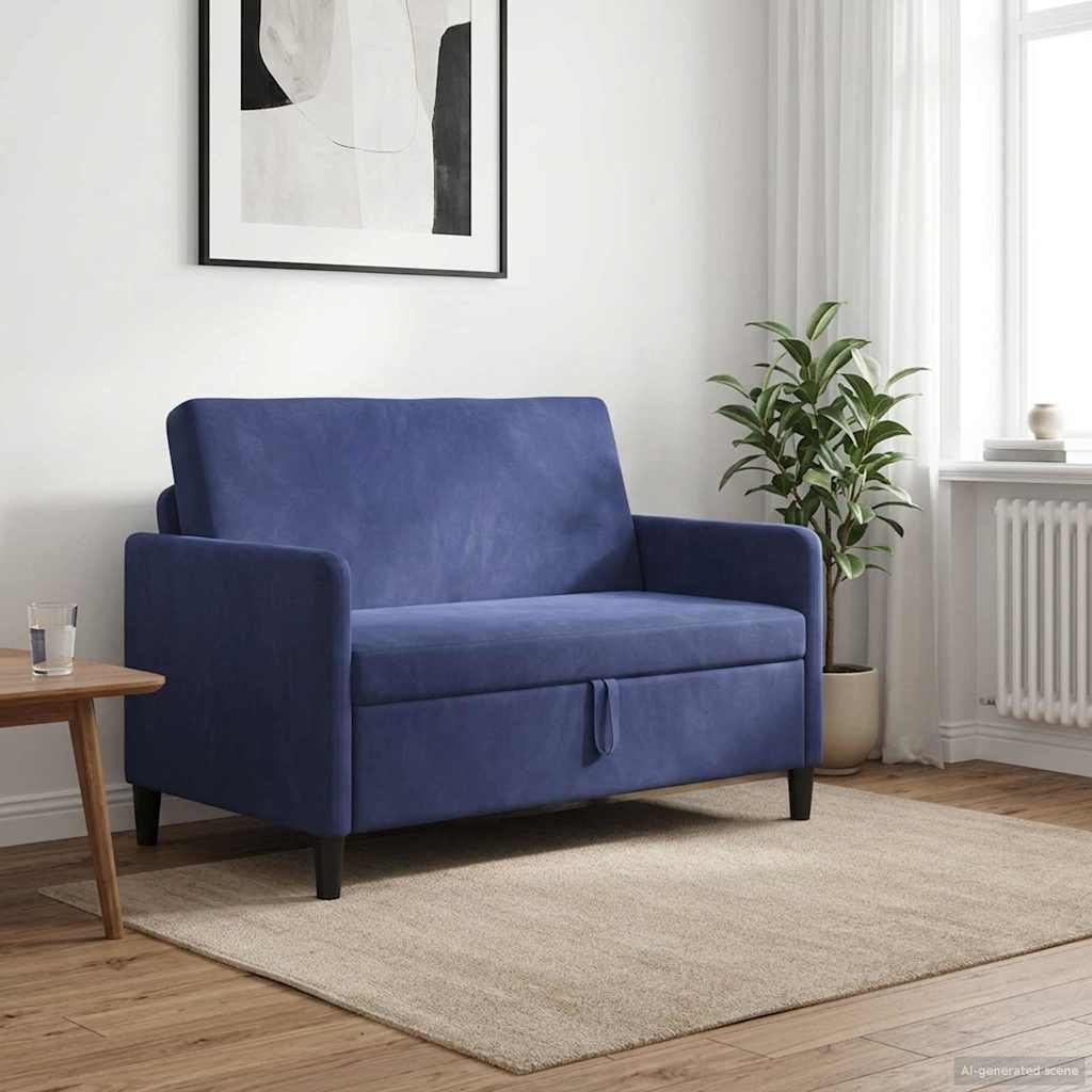 vidaXL Sofa z miejscem do przechowywania Niebieski policyjny Poliester