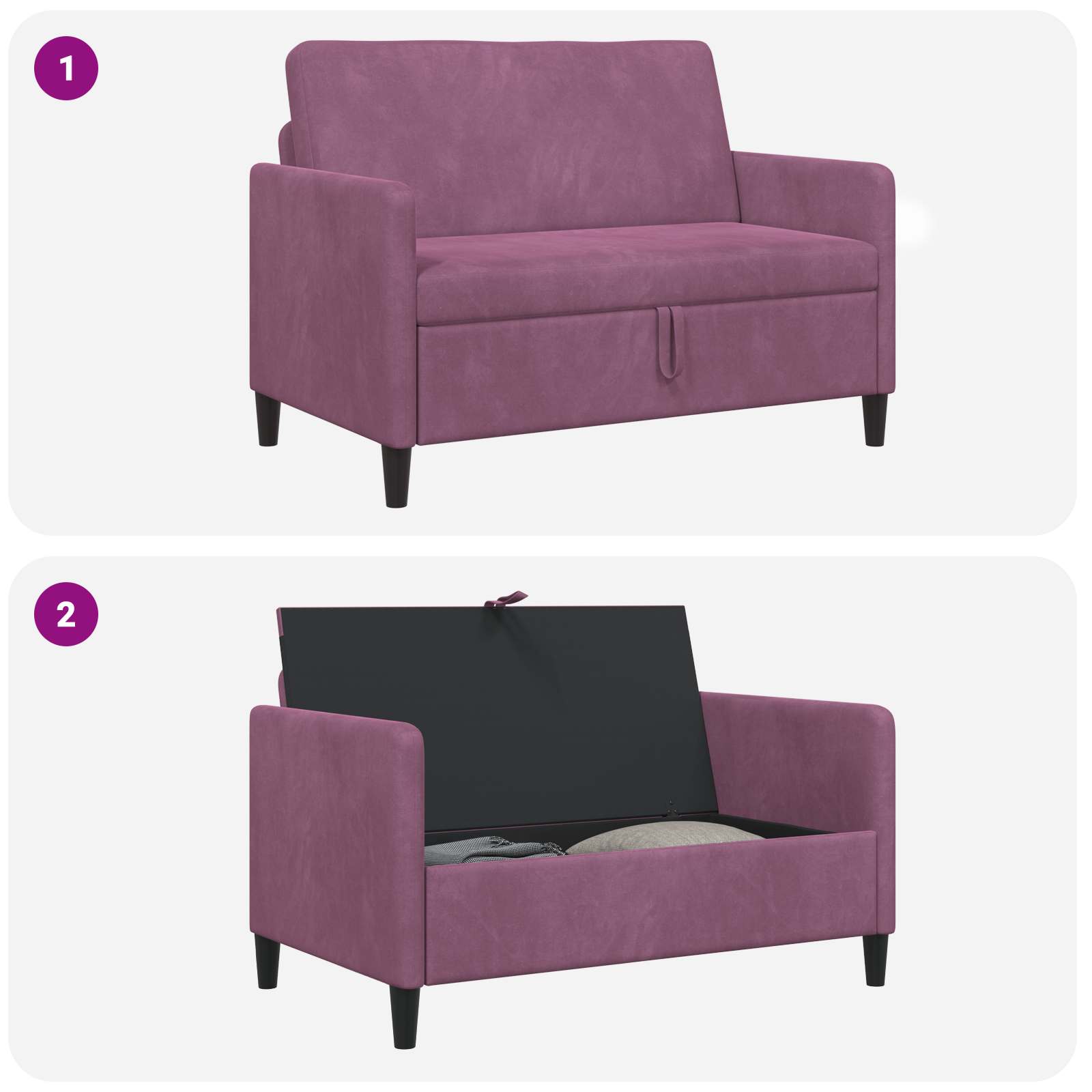 vidaXL Sofa z miejscem do przechowywania Fioletowy 122 x 78 x 87 cm