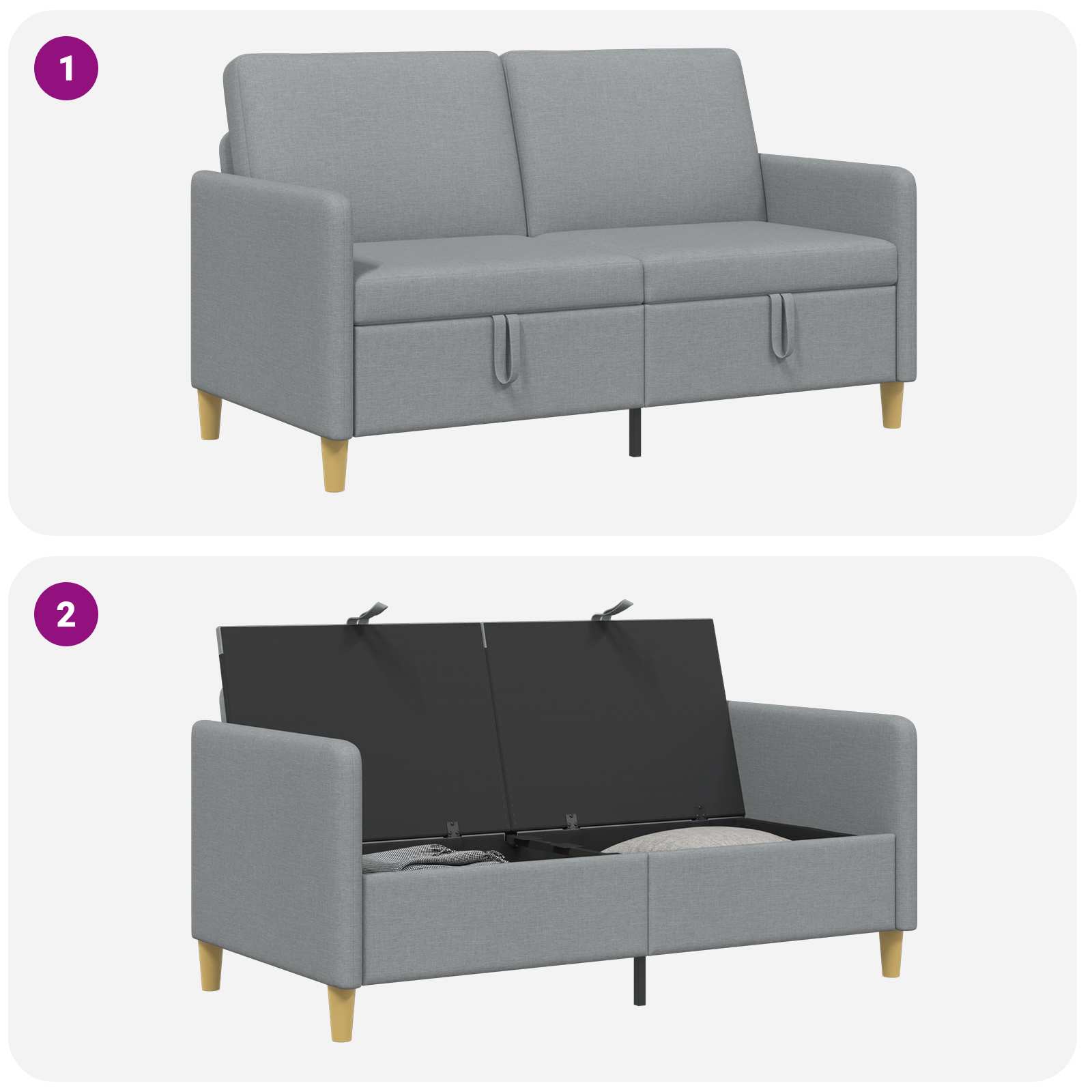 vidaXL Sofa z miejscem do przechowywania jasnoszary 152 x 78 x 87 cm