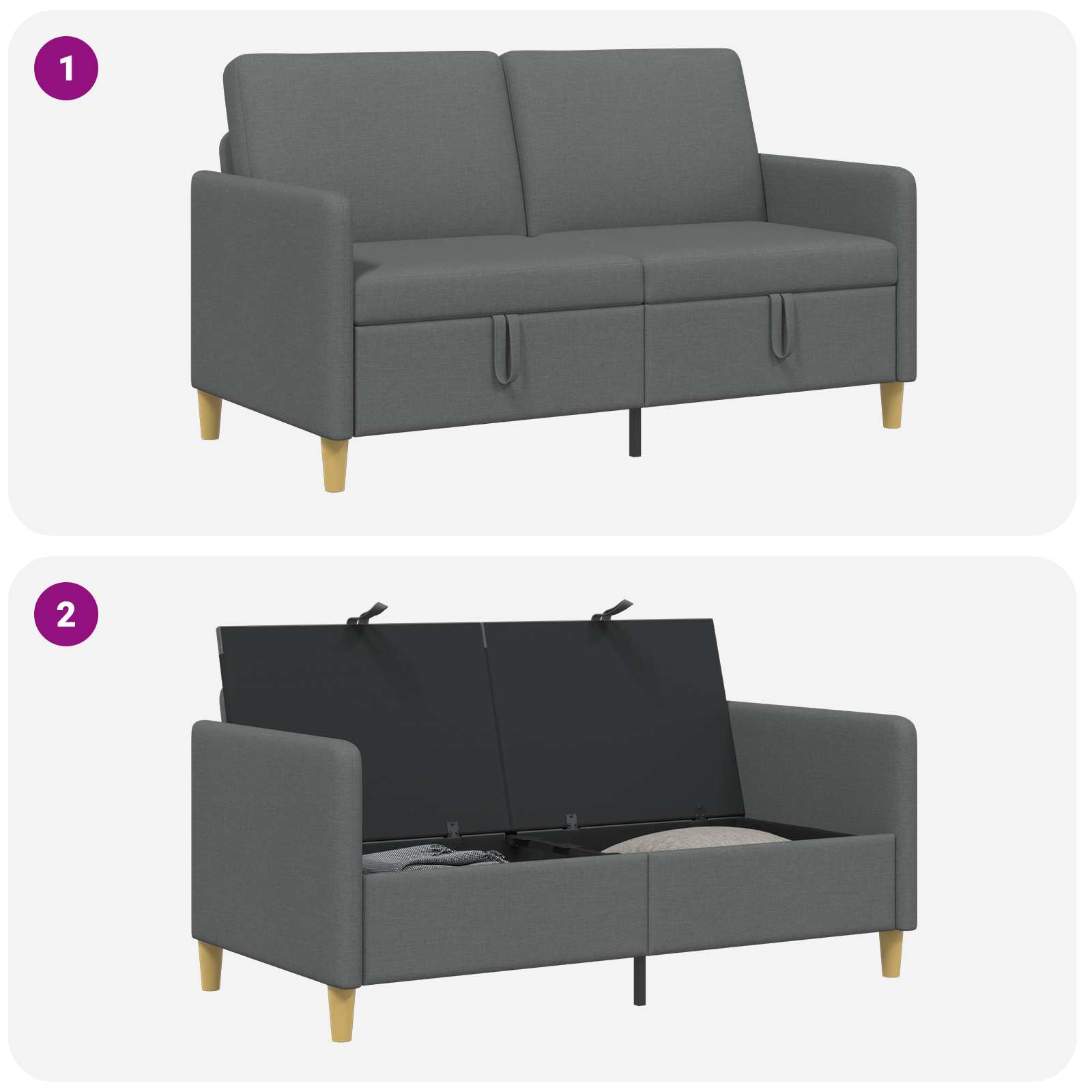 vidaXL Sofa z miejscem do przechowywania ciemnoszary 152 x 78 x 87 cm