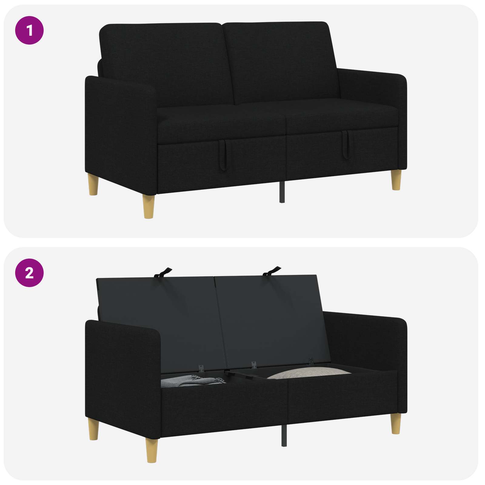 vidaXL Sofa z miejscem do przechowywania Czarny 152 x 78 x 87 cm