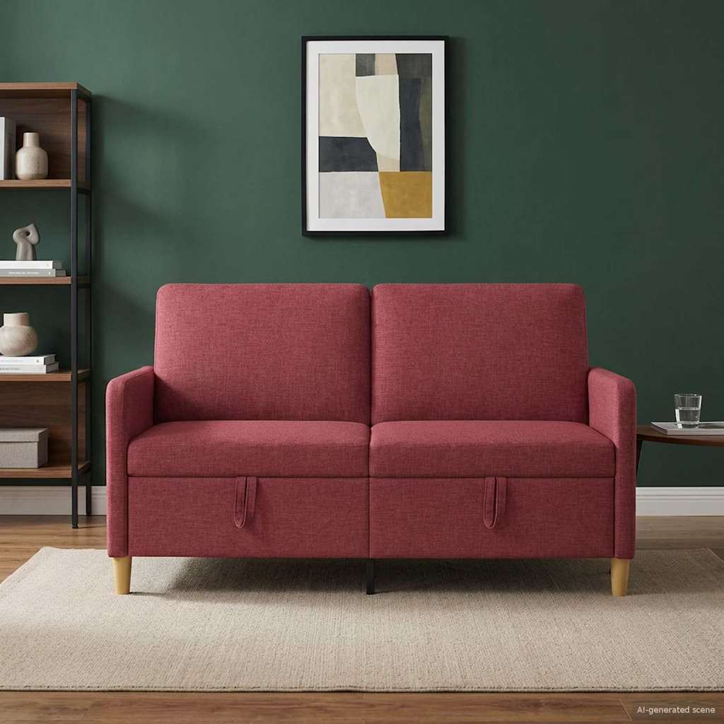 vidaXL Sofa z miejscem do przechowywania Czerwone wino