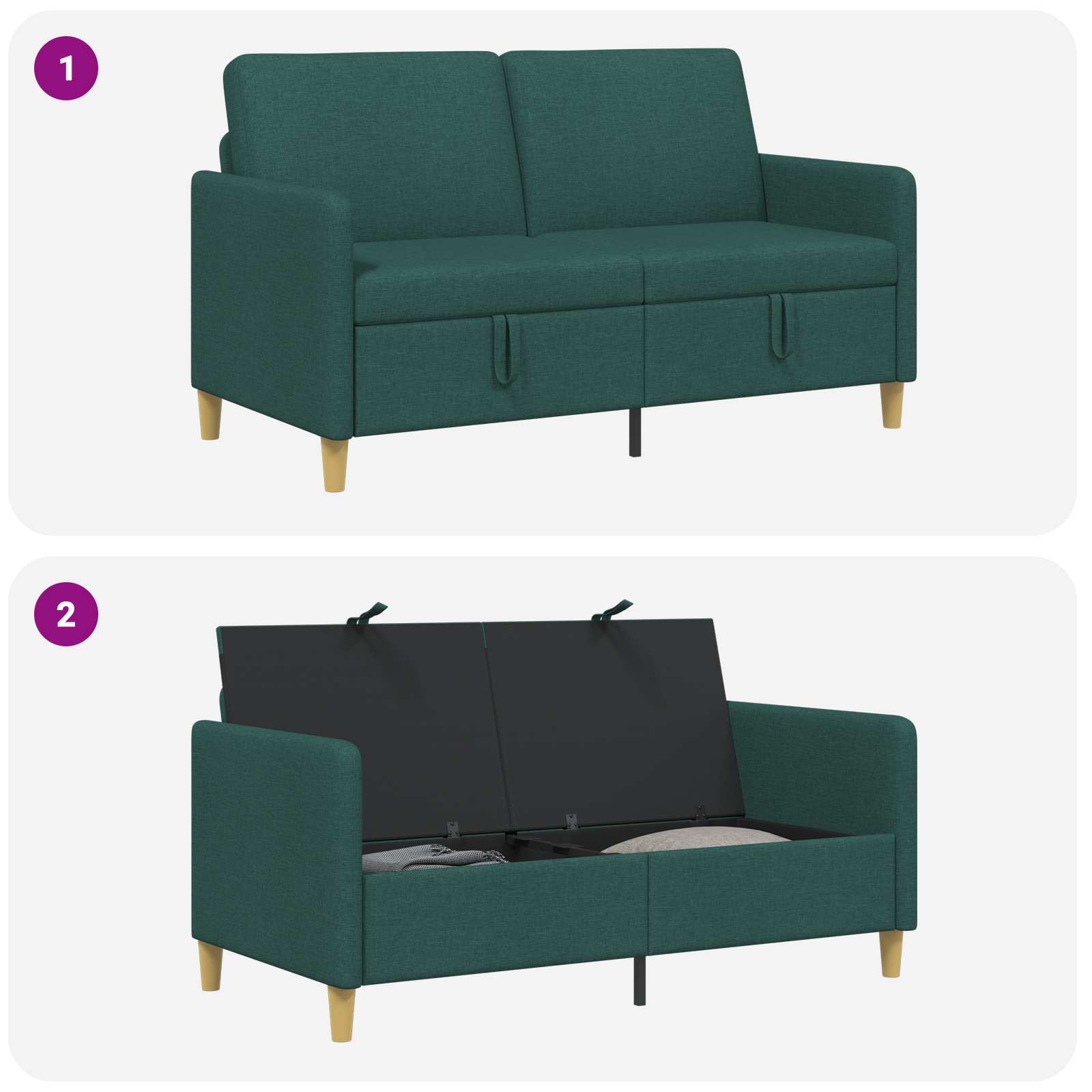 vidaXL Sofa z miejscem do przechowywania Ciemnozielony