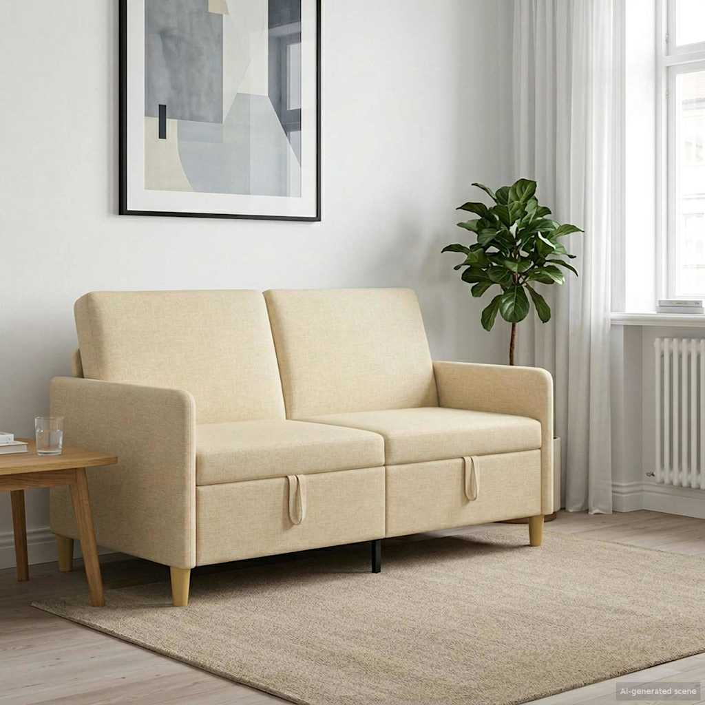 vidaXL Sofa z miejscem do przechowywania kremowy 152 x 78 x 87 cm