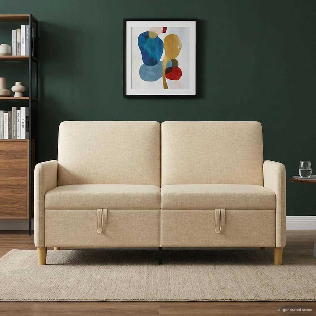 vidaXL Sofa z miejscem do przechowywania kremowy 152 x 78 x 87 cm