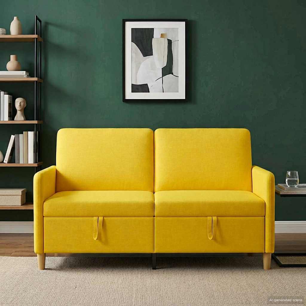 vidaXL Sofa z miejscem do przechowywania Jasnożółty 152 x 78 x 87 cm