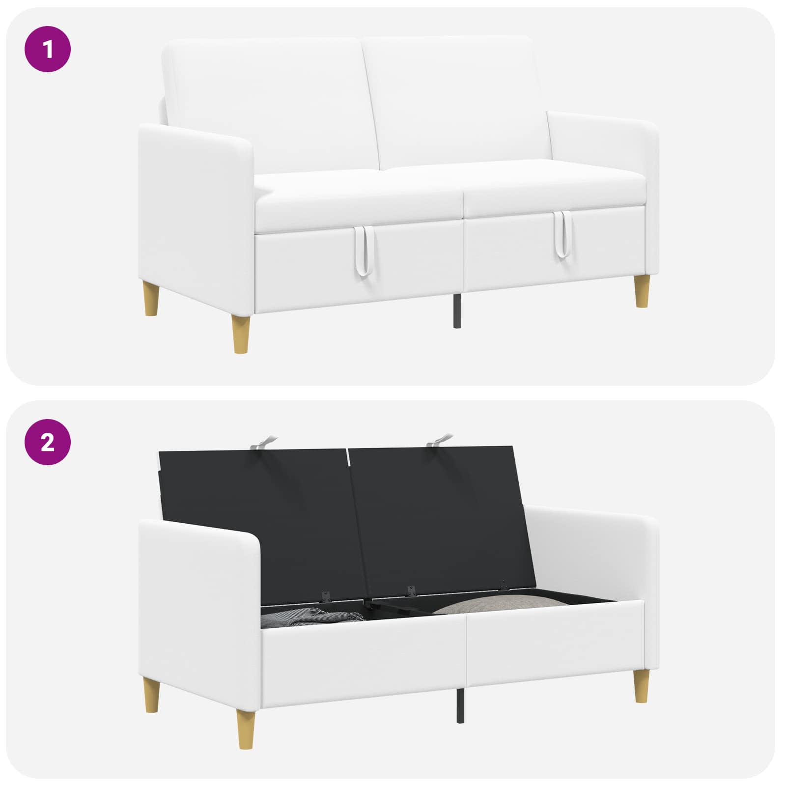 vidaXL Sofa z miejscem do przechowywania Biały 152 x 78 x 87 cm