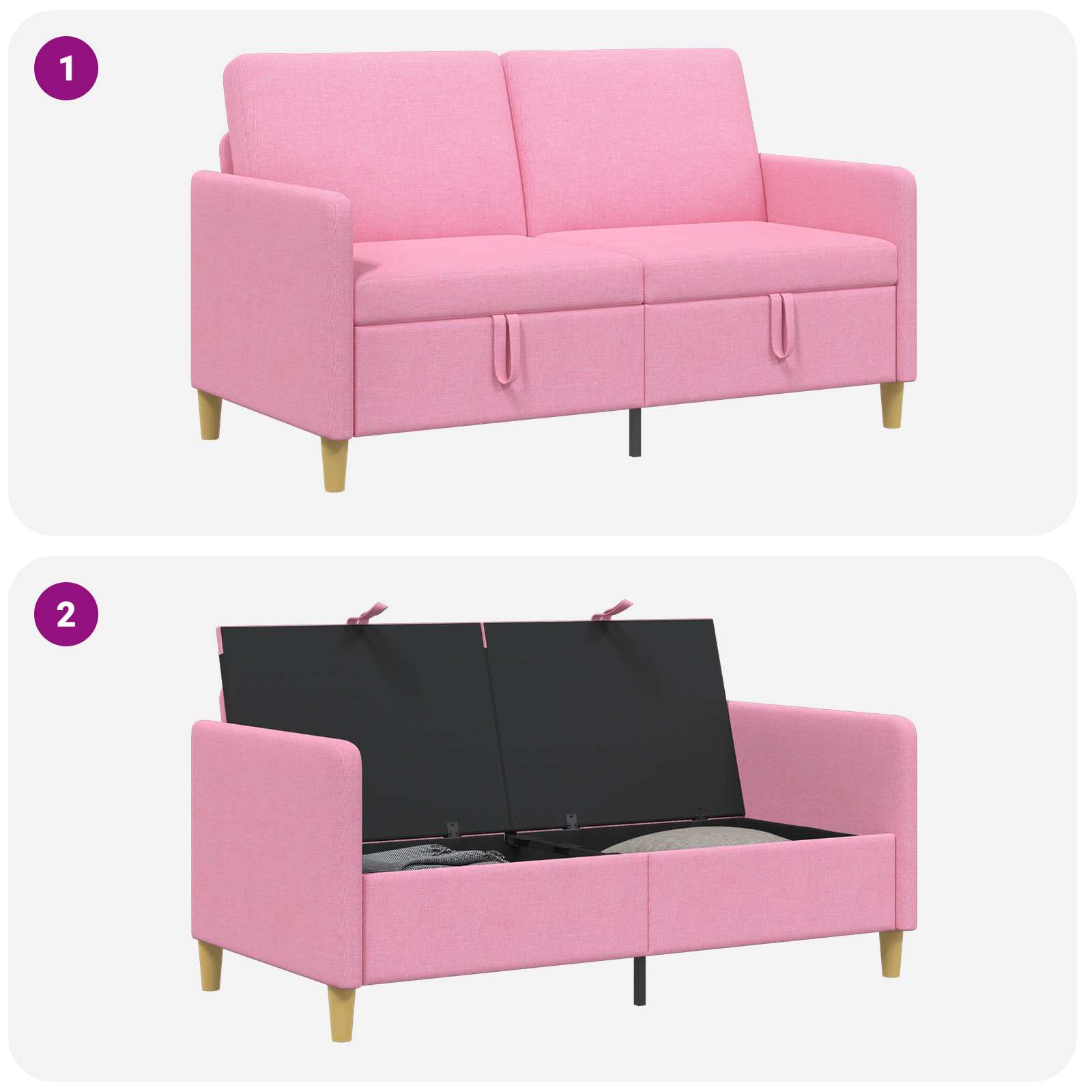 vidaXL Sofa z miejscem do przechowywania różowy 152 x 78 x 87 cm