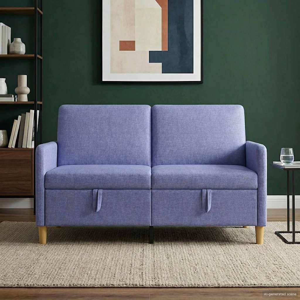 vidaXL Sofa z miejscem do przechowywania Niebieski dżins