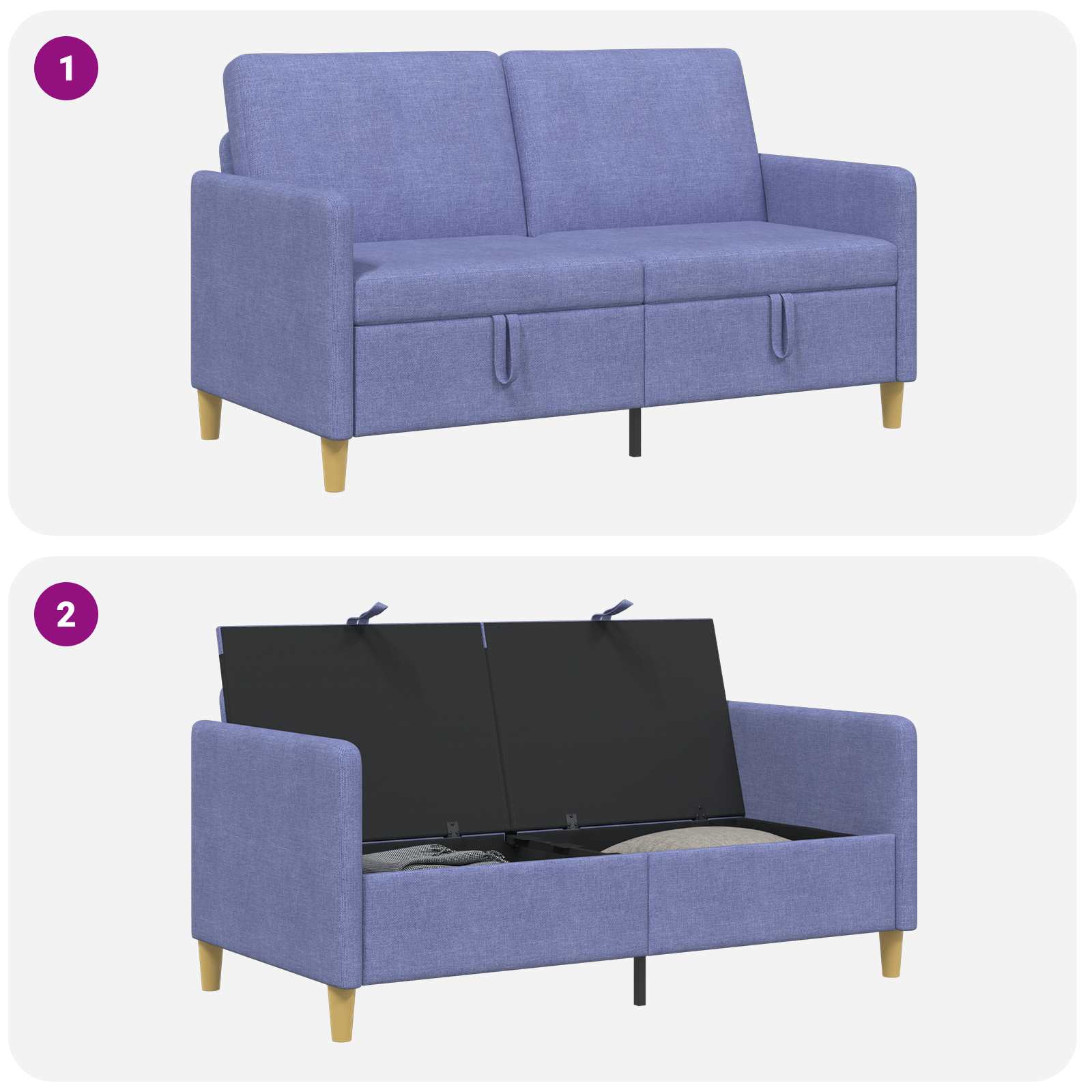 vidaXL Sofa z miejscem do przechowywania Niebieski dżins