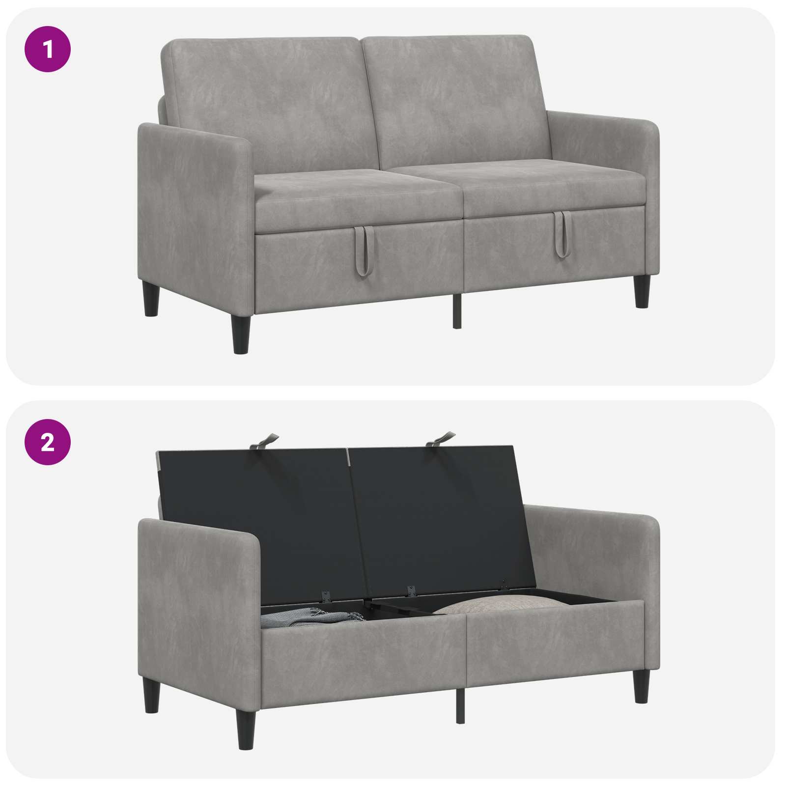 vidaXL Sofa z miejscem do przechowywania jasnoszary 152 x 78 x 87 cm