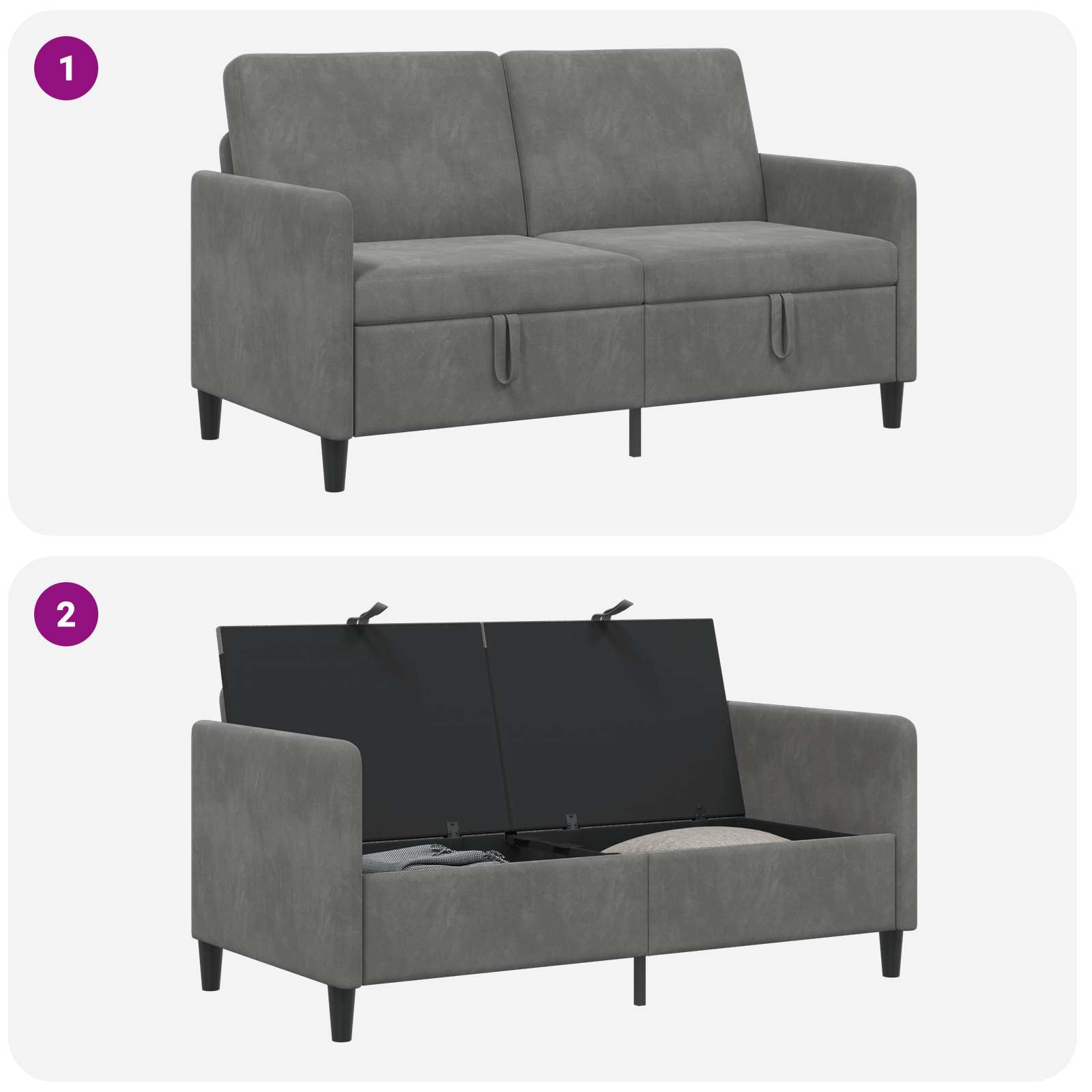 vidaXL Sofa z miejscem do przechowywania ciemnoszary 152 x 78 x 87 cm