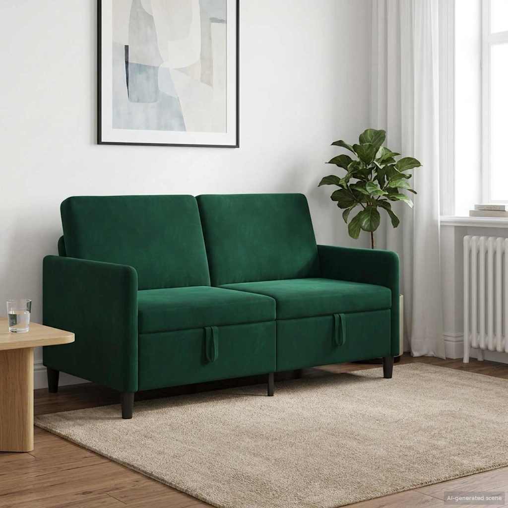 vidaXL Sofa z miejscem do przechowywania Ciemnozielony Poliester