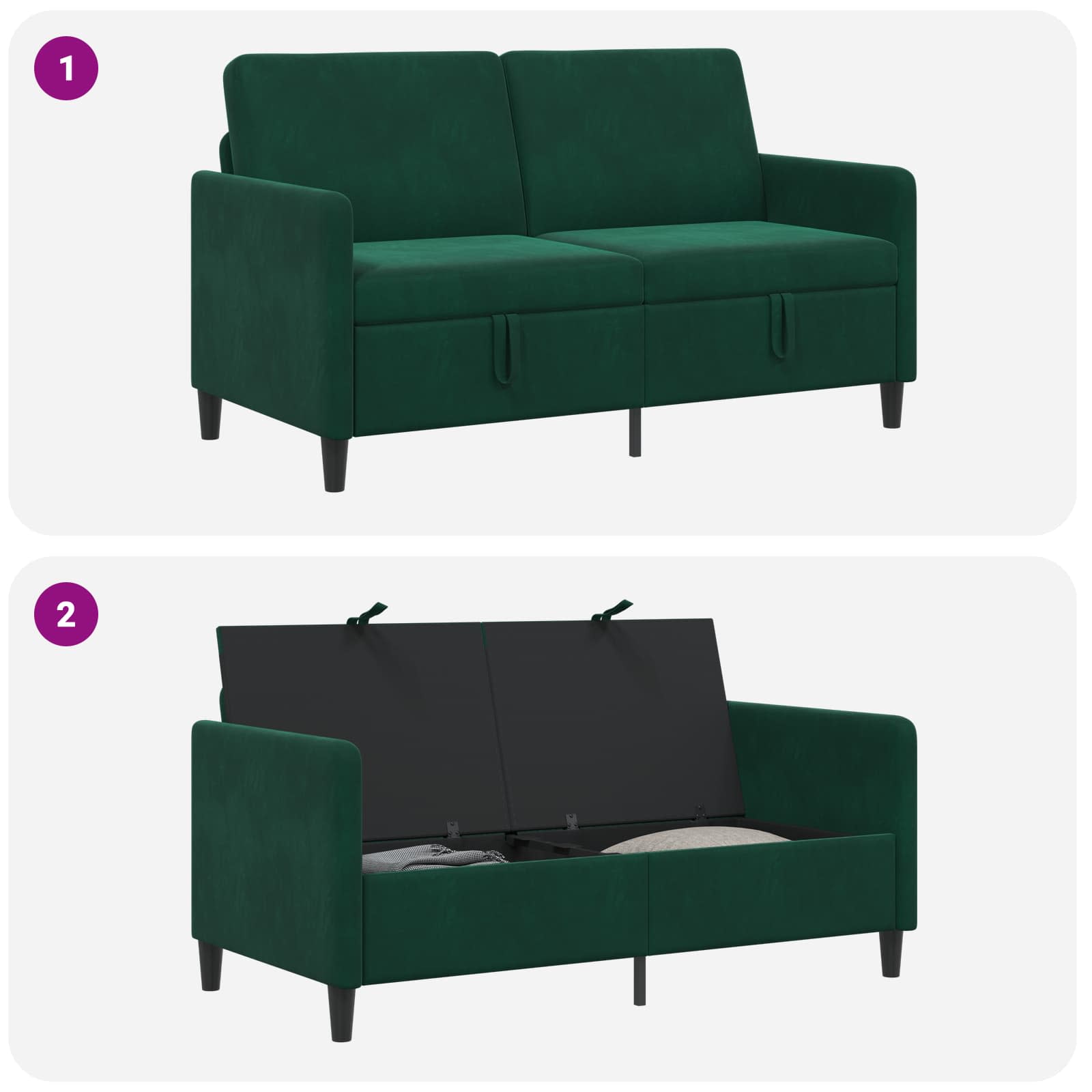 vidaXL Sofa z miejscem do przechowywania Ciemnozielony Poliester