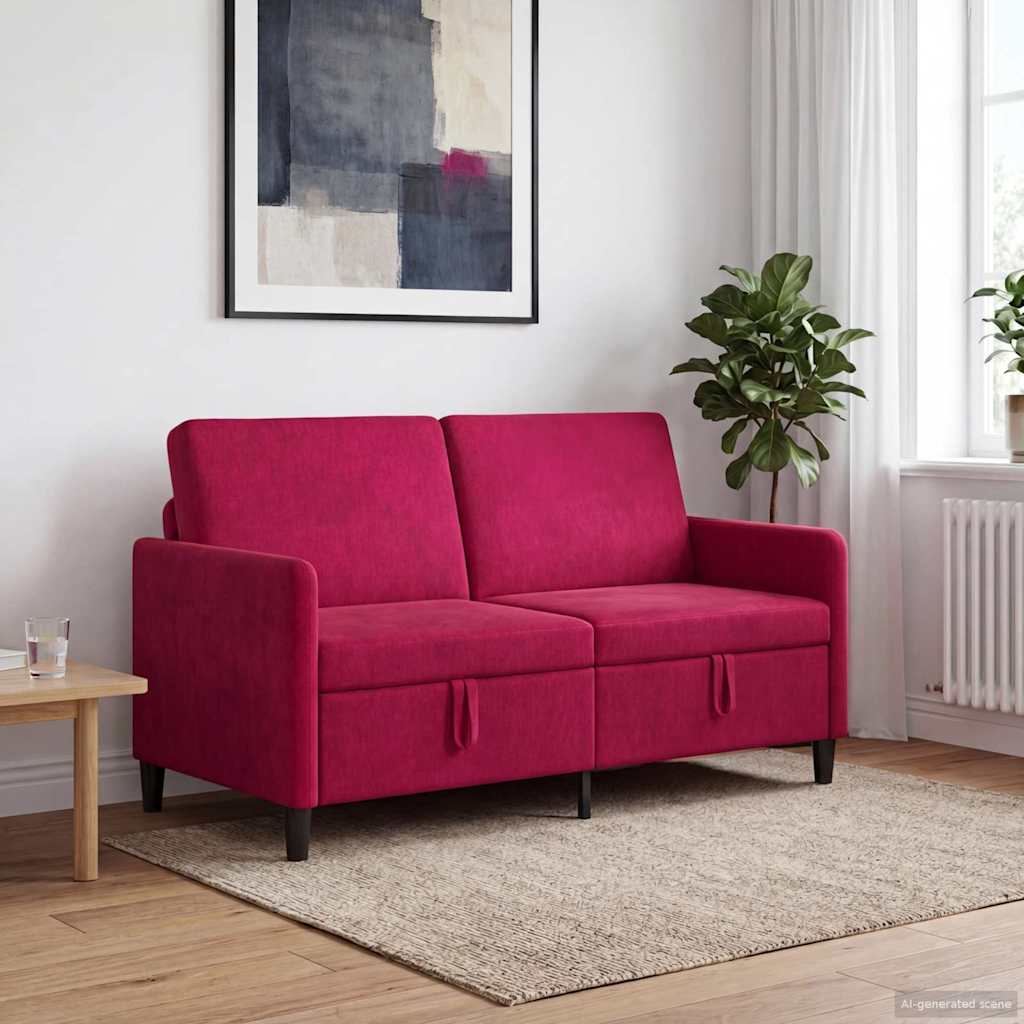 vidaXL Sofa z miejscem do przechowywania Czerwone wino Poliester