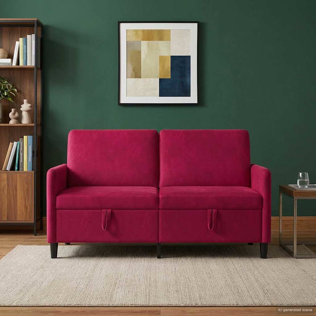 vidaXL Sofa z miejscem do przechowywania Czerwone wino Poliester