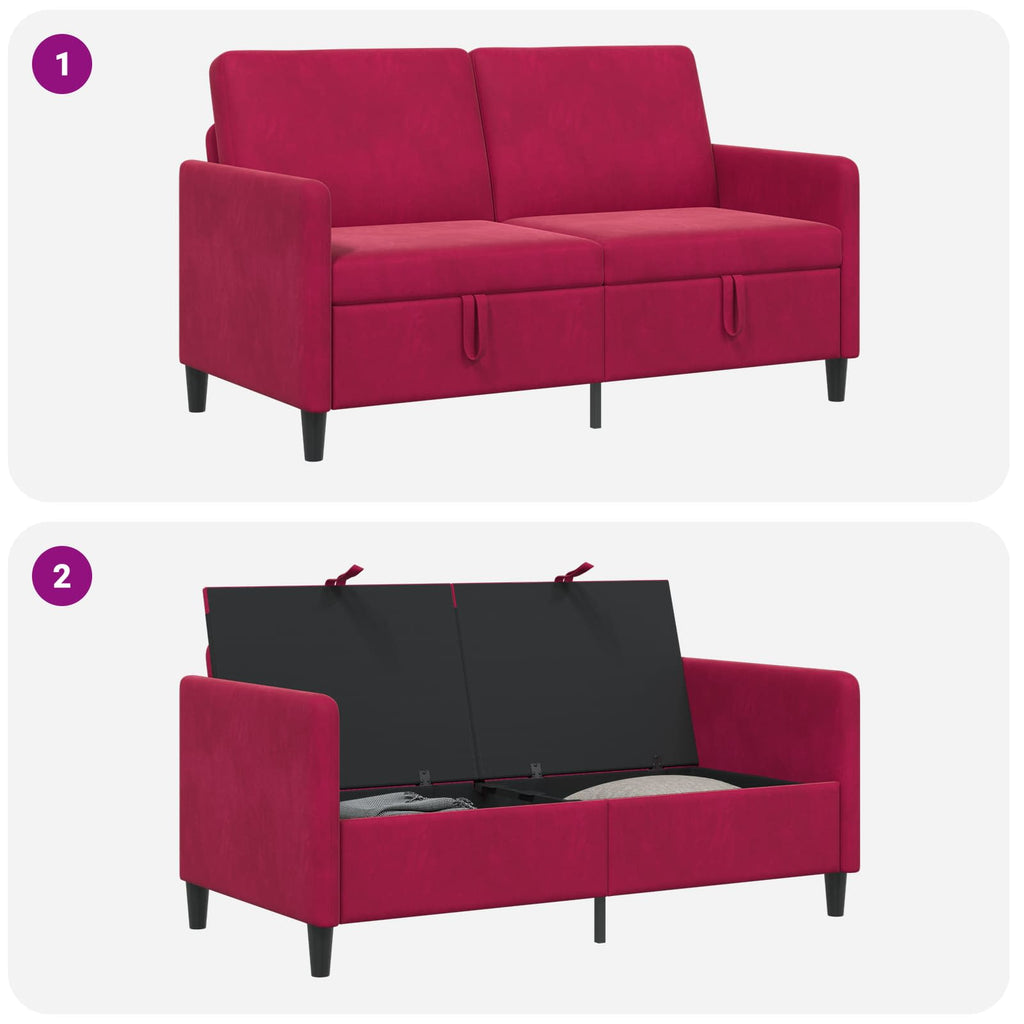 vidaXL Sofa z miejscem do przechowywania Czerwone wino Poliester