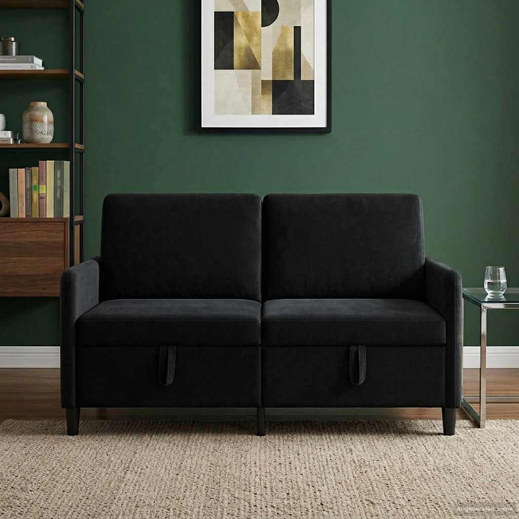vidaXL Sofa z miejscem do przechowywania Czarny 152 x 78 x 87 cm