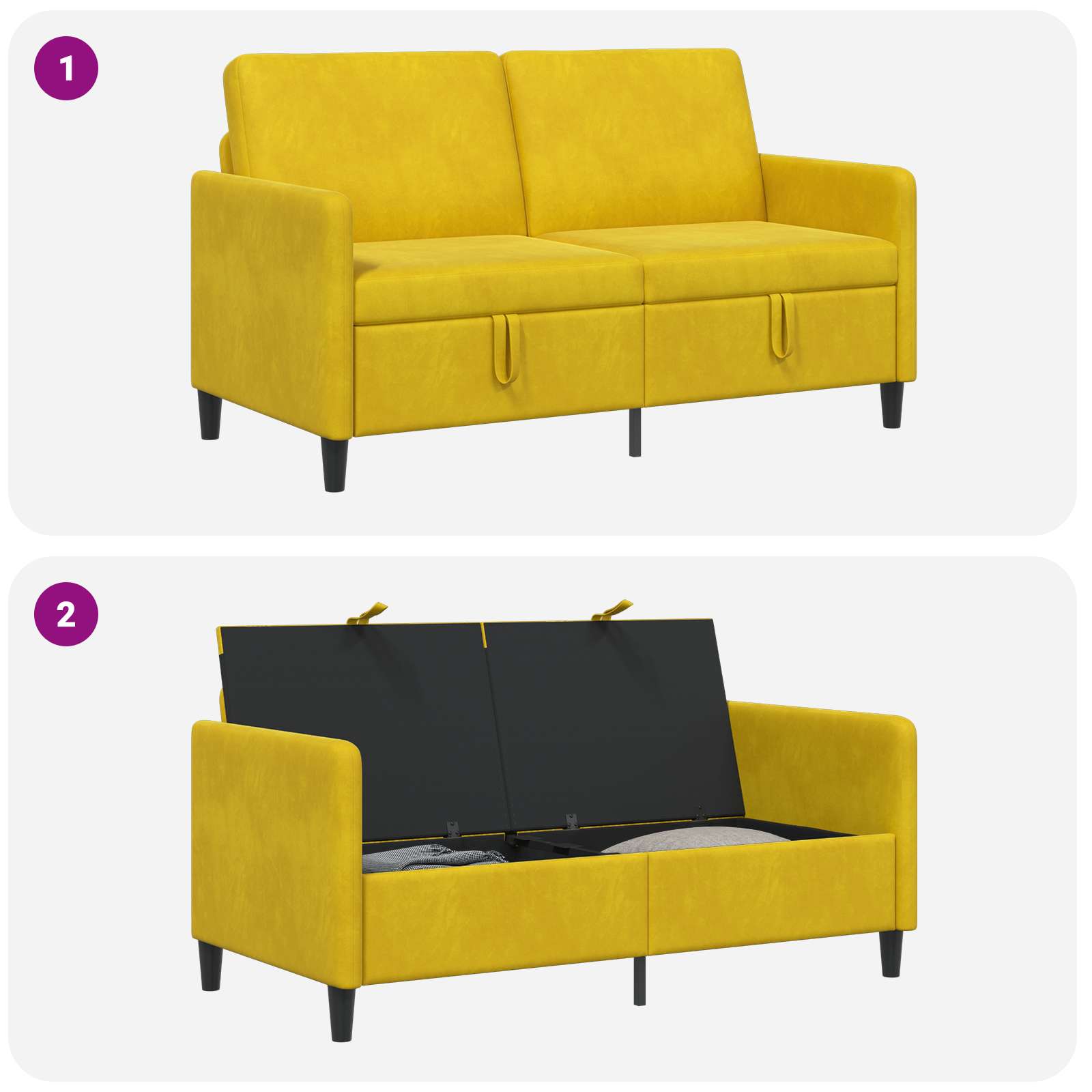 vidaXL Sofa z miejscem do przechowywania żółty 152 x 78 x 87 cm