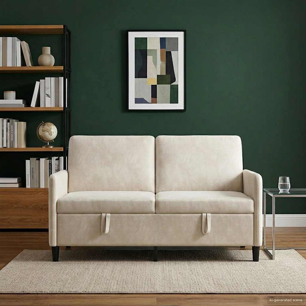 vidaXL Sofa z miejscem do przechowywania kremowy 152 x 78 x 87 cm