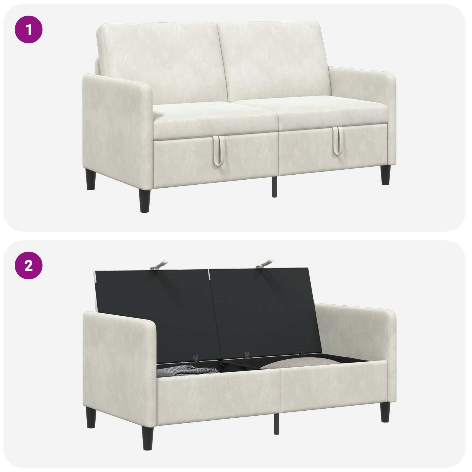 vidaXL Sofa z miejscem do przechowywania kremowy 152 x 78 x 87 cm