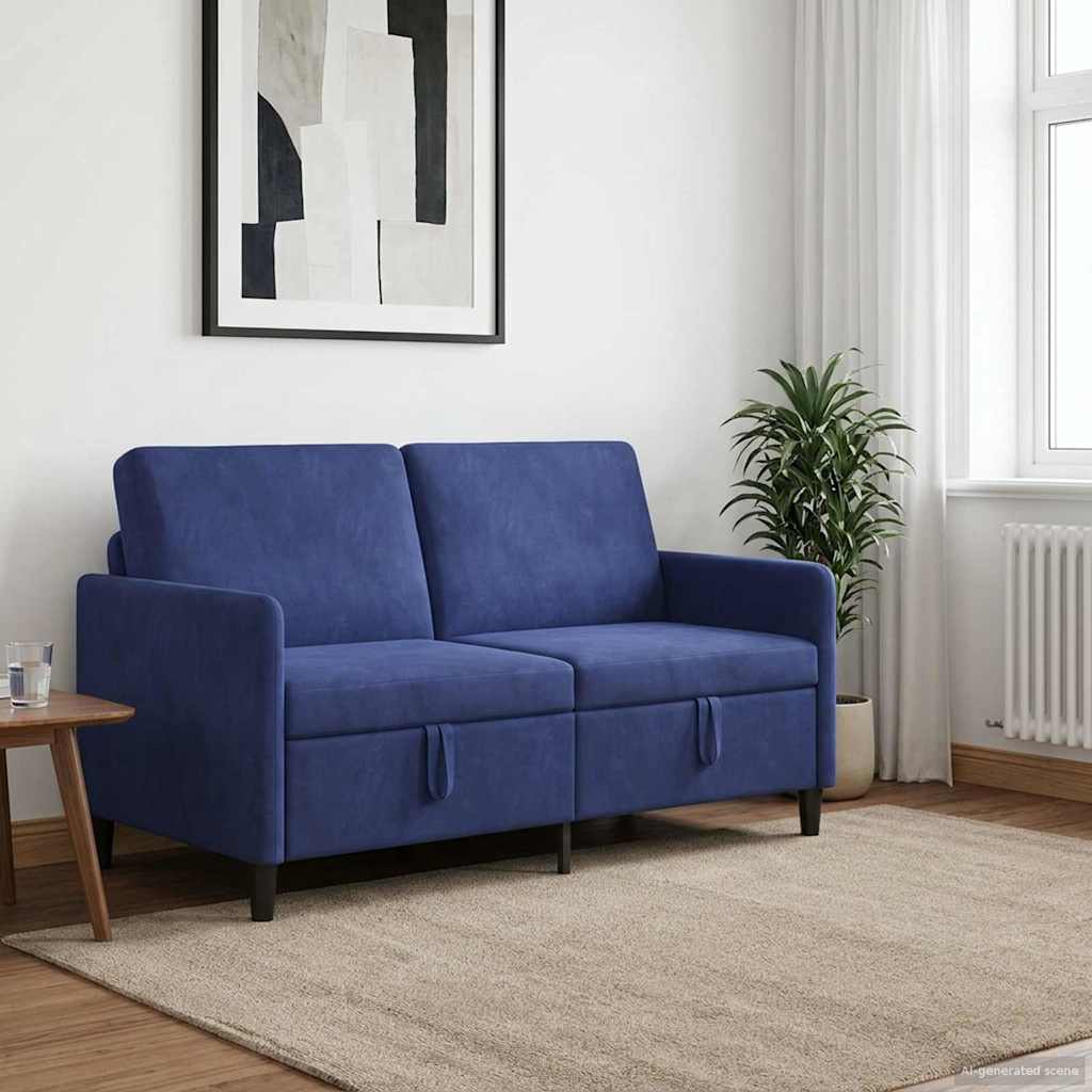vidaXL Sofa z miejscem do przechowywania Niebieski policyjny Poliester