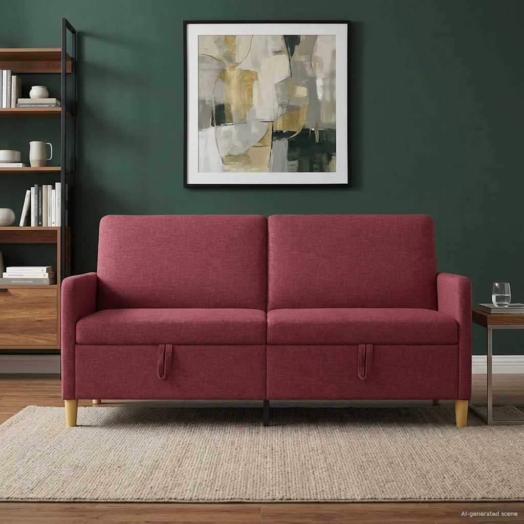 vidaXL Sofa z miejscem do przechowywania Czerwone wino