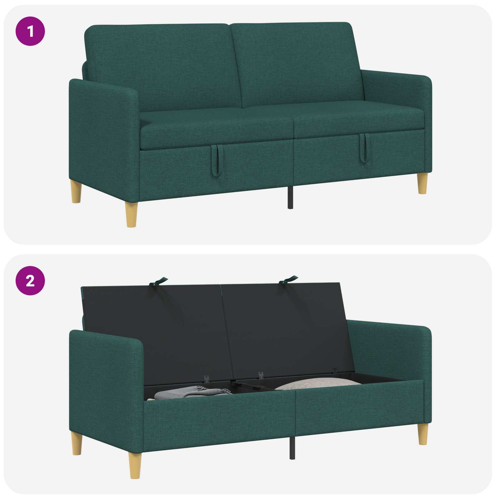 vidaXL Sofa z miejscem do przechowywania Ciemnozielony