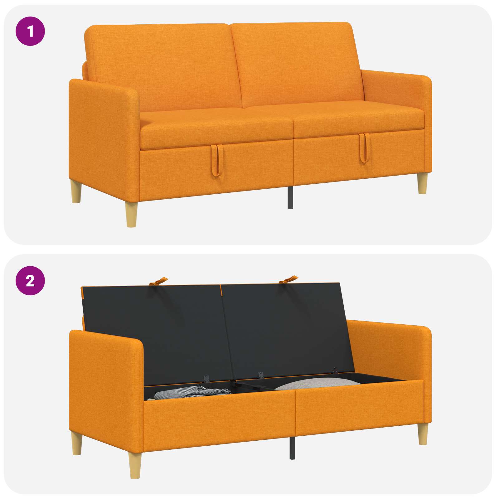 vidaXL Sofa z miejscem do przechowywania Ciemny Żółty 172 x 78 x 87 cm