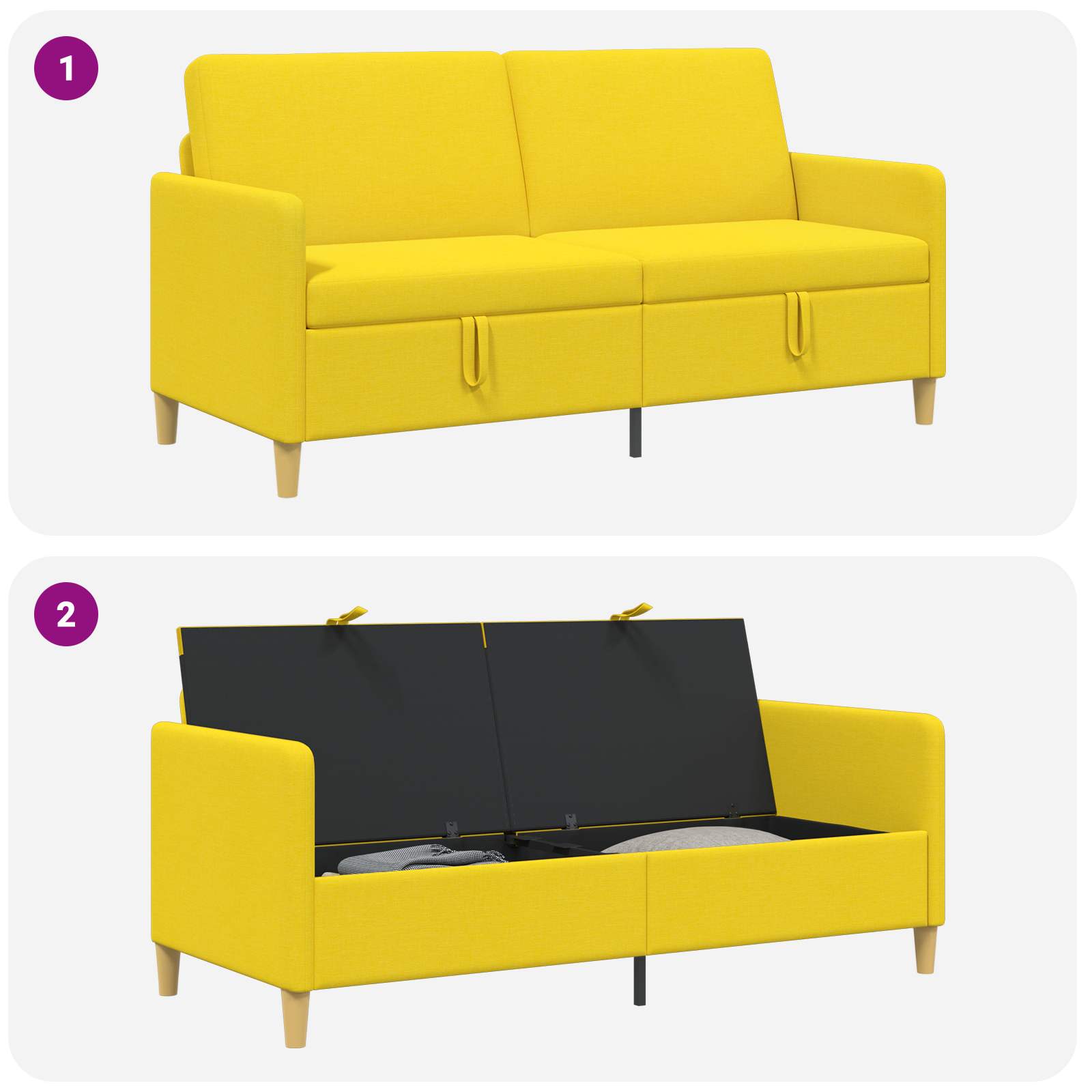 vidaXL Sofa z miejscem do przechowywania Jasnożółty 172 x 78 x 87 cm