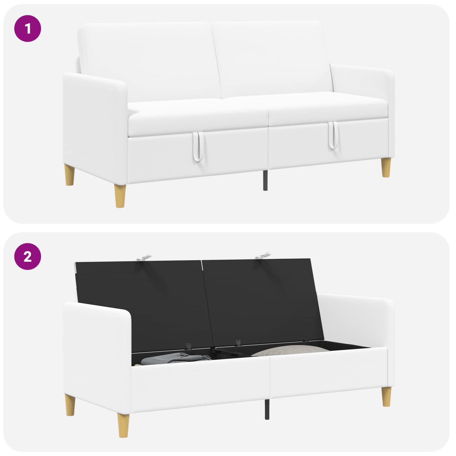 vidaXL Sofa z miejscem do przechowywania Biały 172 x 78 x 87 cm