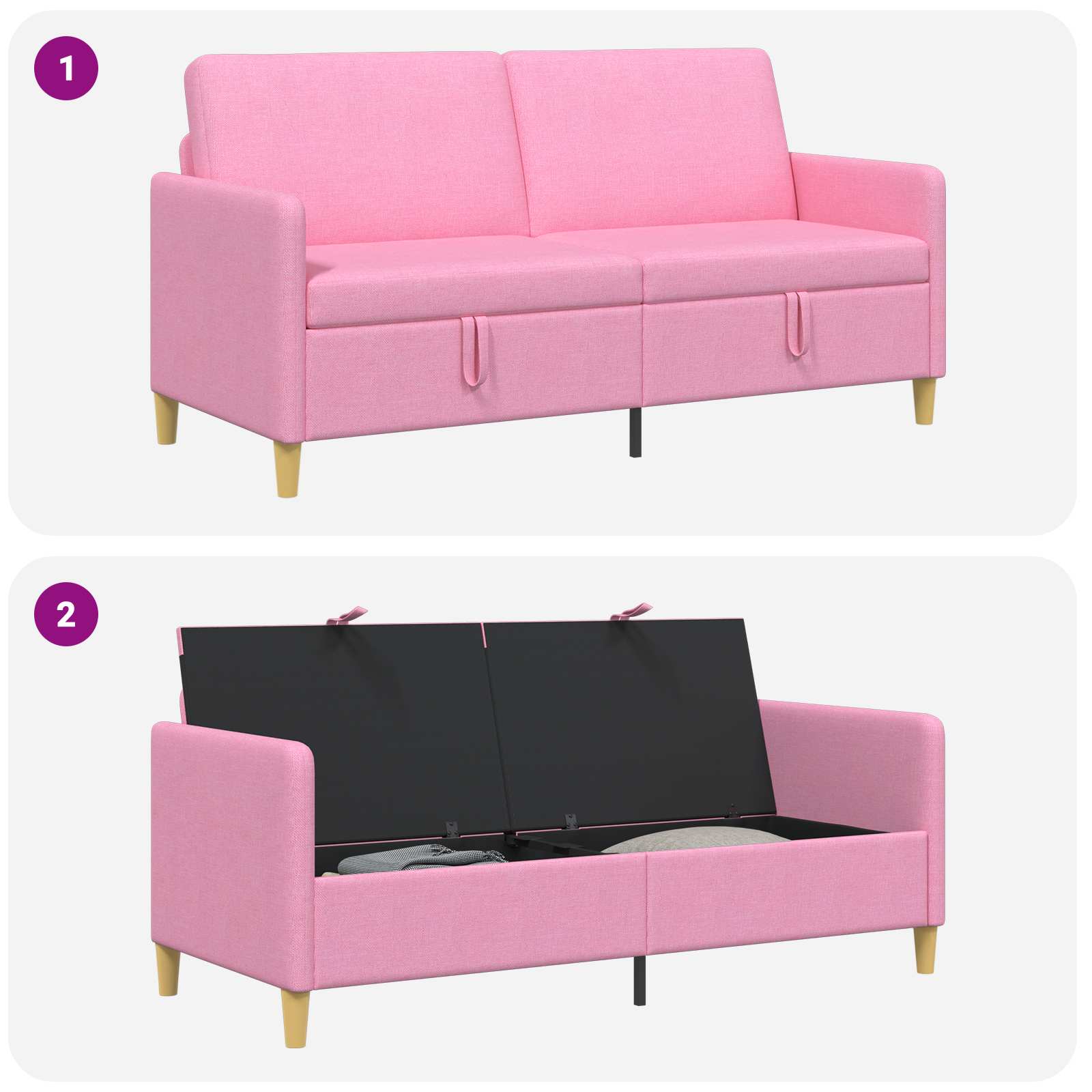 vidaXL Sofa z miejscem do przechowywania różowy 172 x 78 x 87 cm