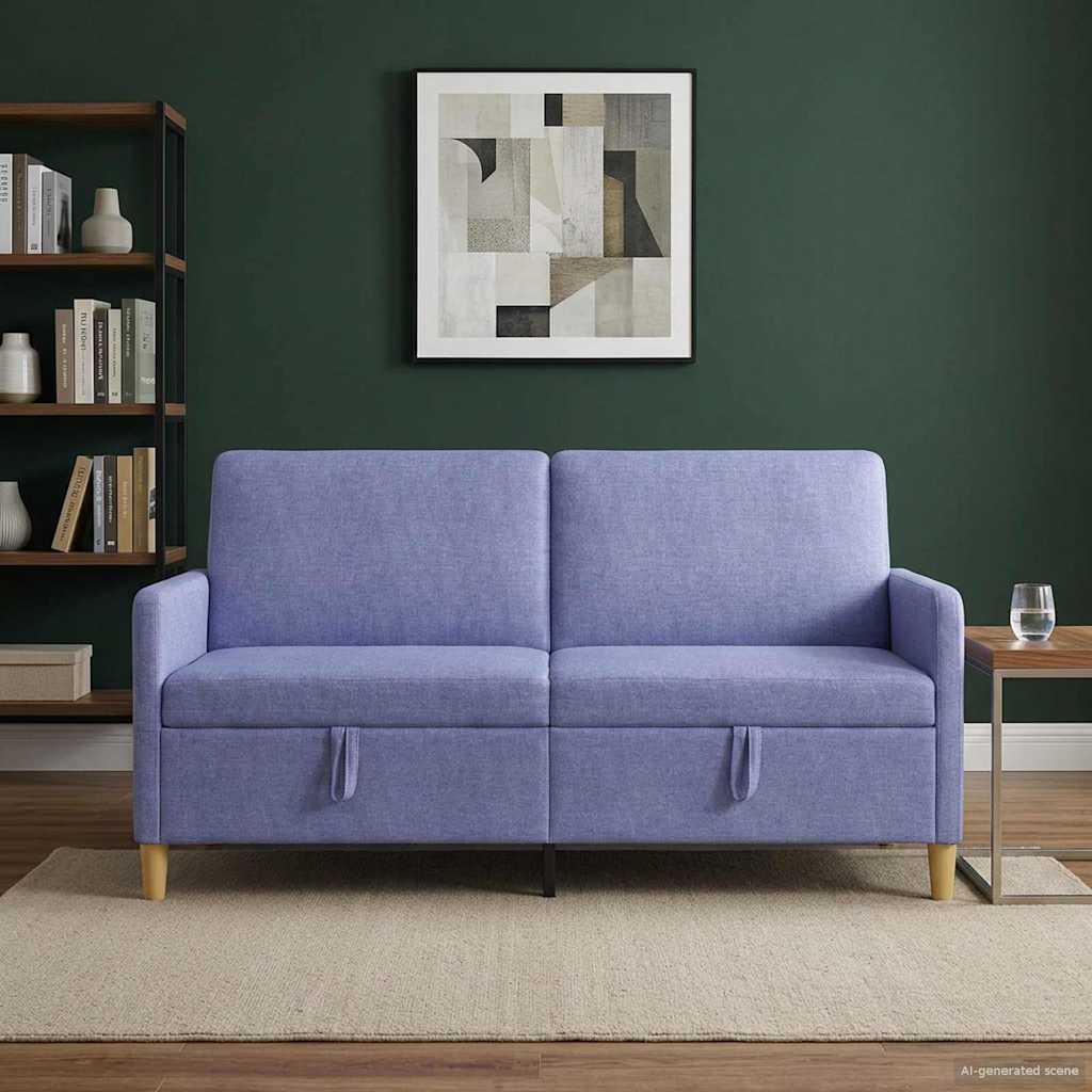 vidaXL Sofa z miejscem do przechowywania Niebieski dżins