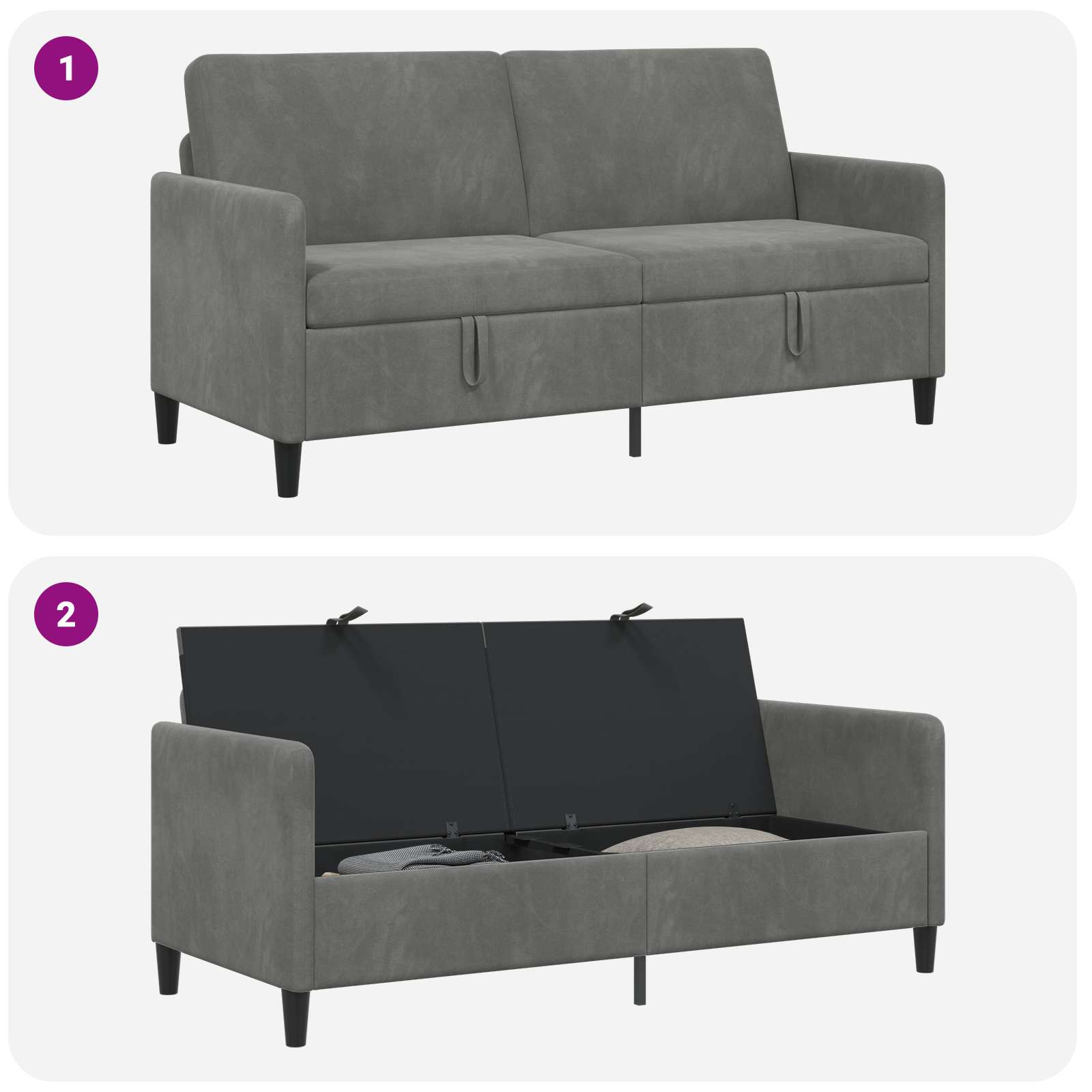 vidaXL Sofa z miejscem do przechowywania ciemnoszary 172 x 78 x 87 cm