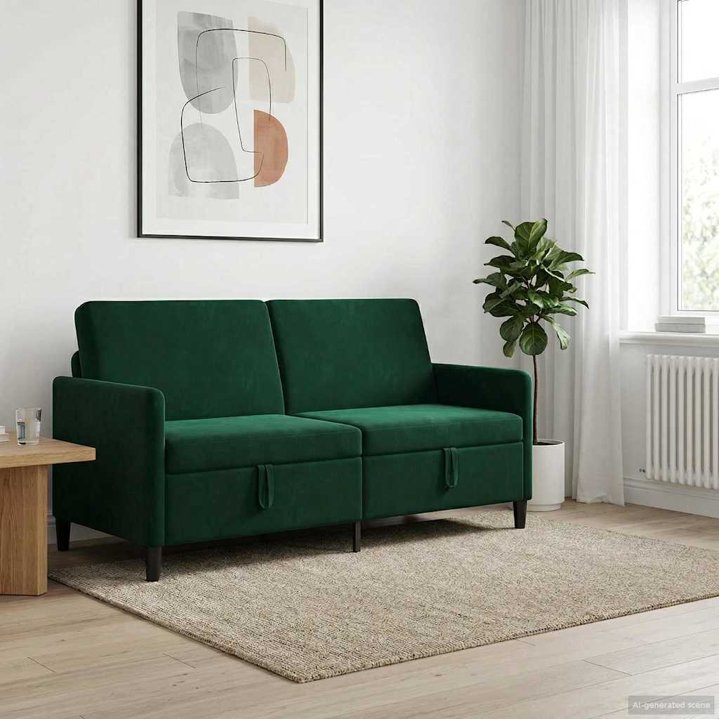vidaXL Sofa z miejscem do przechowywania Ciemnozielony Poliester