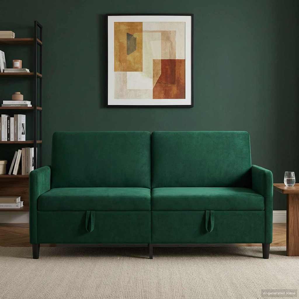 vidaXL Sofa z miejscem do przechowywania Ciemnozielony Poliester
