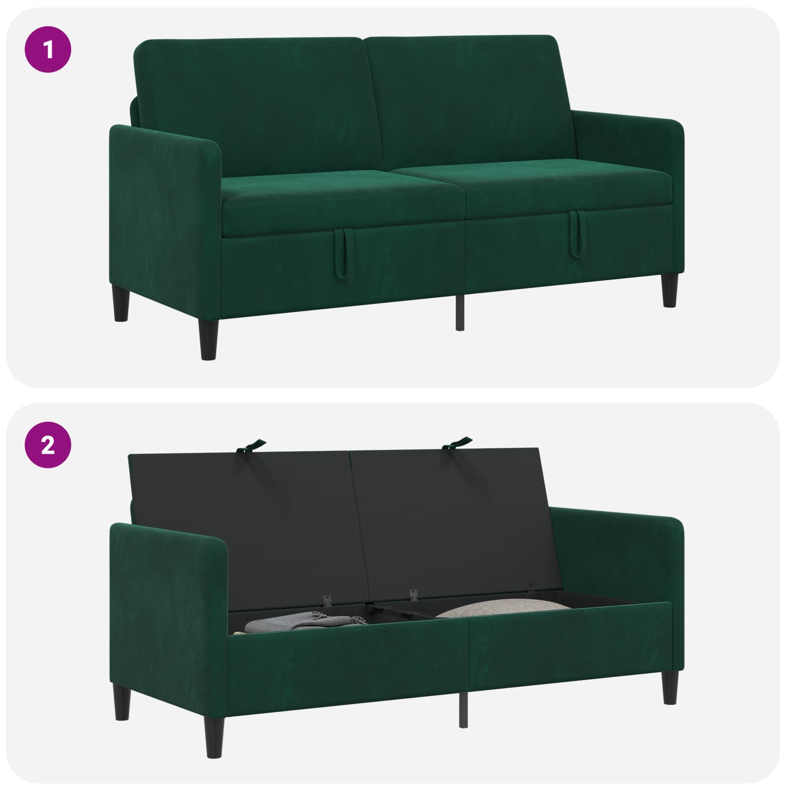 vidaXL Sofa z miejscem do przechowywania Ciemnozielony Poliester