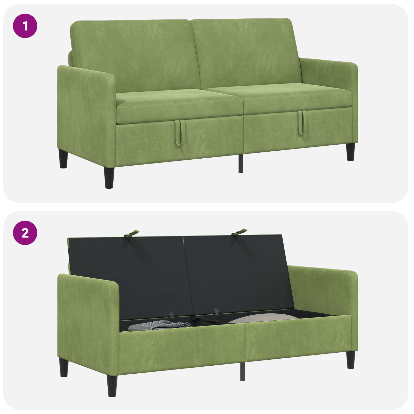 vidaXL Sofa z miejscem do przechowywania Jasnozielony 172 x 78 x 87 cm