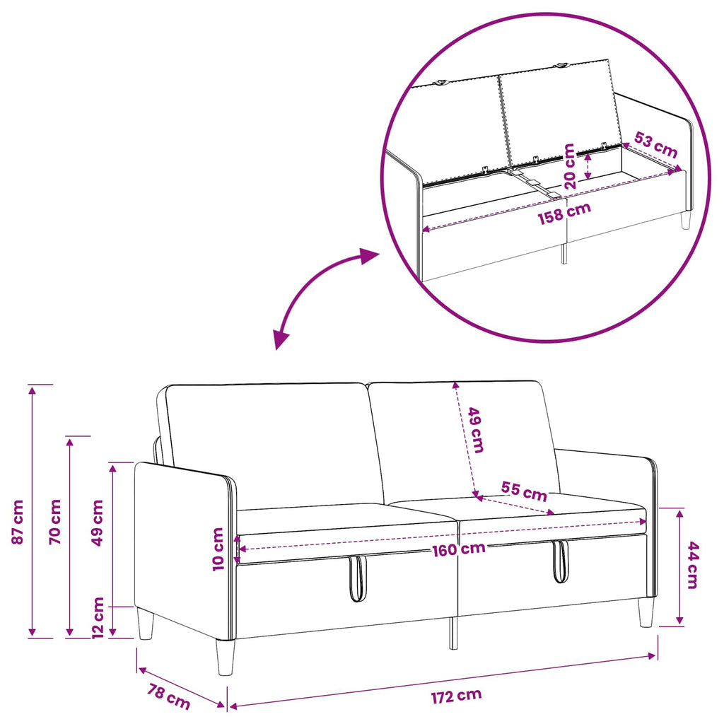 vidaXL Sofa z miejscem do przechowywania Jasnozielony 172 x 78 x 87 cm