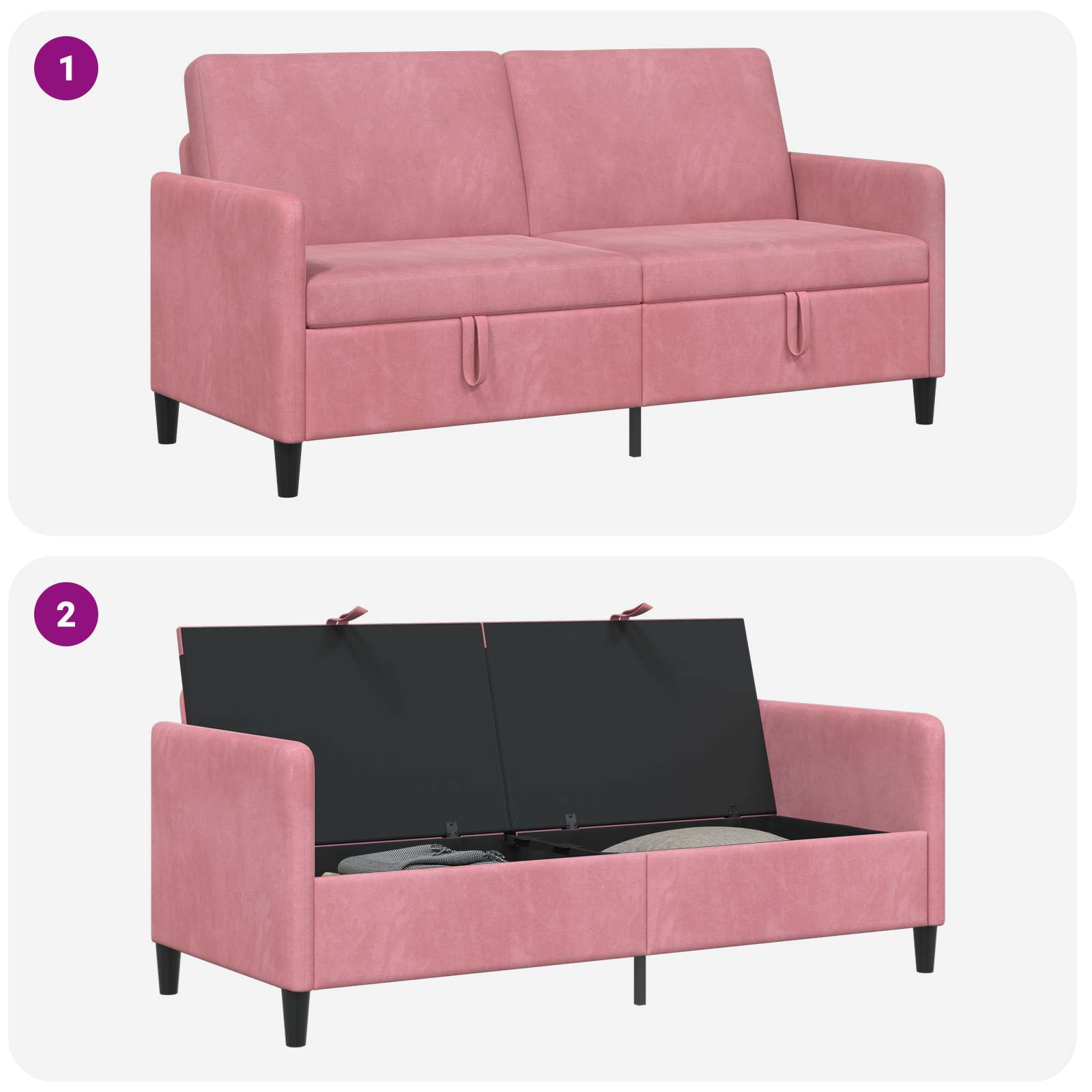 vidaXL Sofa z miejscem do przechowywania różowy 172 x 78 x 87 cm