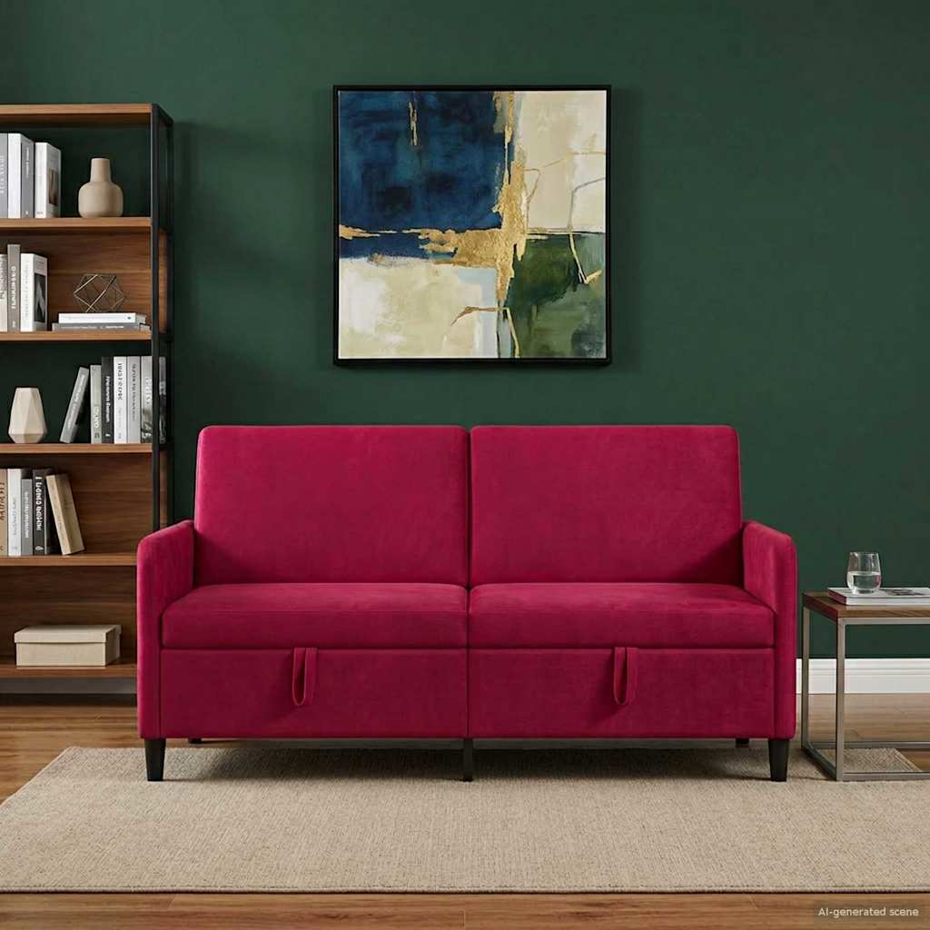 vidaXL Sofa z miejscem do przechowywania Czerwone wino Poliester